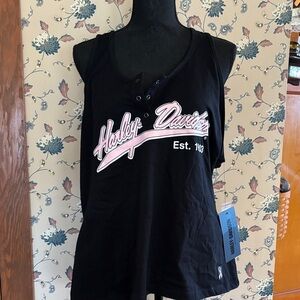 Harley-Davidson Women's Black and Pink Tank Top